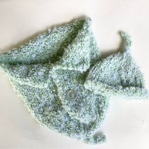 Baby Cocoon Set Hand Crafted Knit Cozy Green Peapod Hat